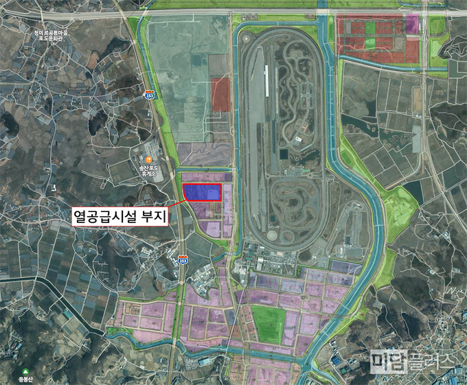 송산그린시티 남측, 열병합발전설비 부지 위치 (항공지도출처: 국토지리정보원)
